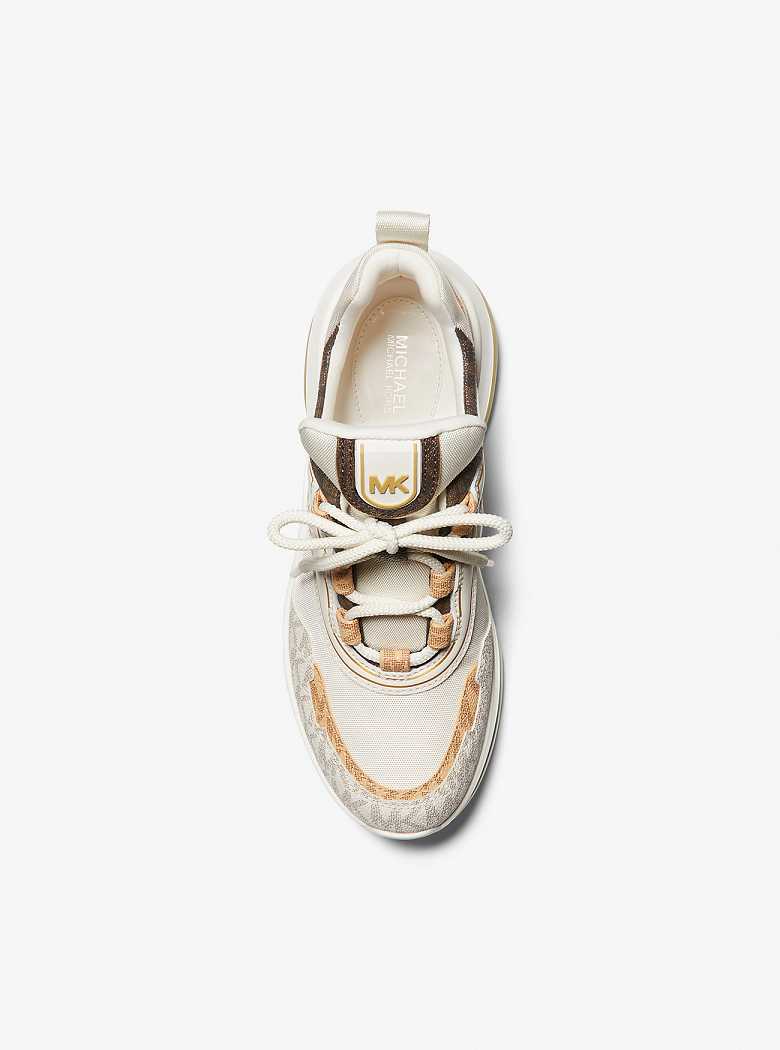 Michaelkors Olympia Extreme Two-Tone Logo and Canvas Creme | SN-MK27436