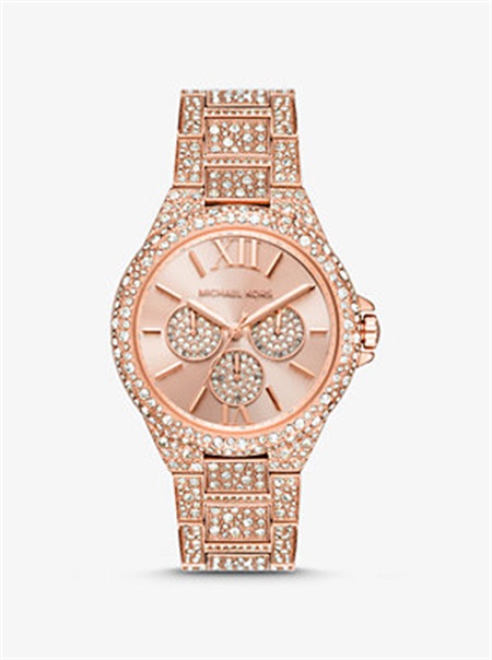 Michaelkors Oversized Camille Pavé Rose Gold-Tone Watch Rosa Douradas | SN-MK28421