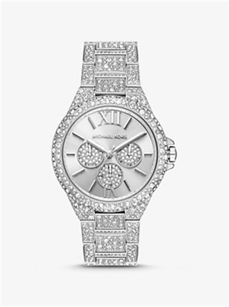 Michaelkors Oversized Camille Pavé Silver-Tone Watch Prateadas | SN-MK28332