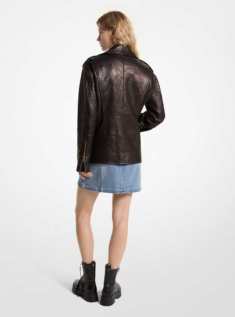 Michaelkors Oversized Crinkled Leather Pretas | SN-MK26634