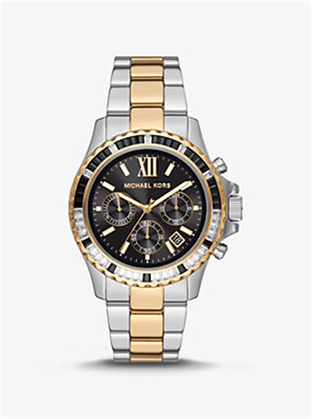 Michaelkors Oversized Everest Pavé Two-Tone Watch Two Tone | SN-MK28376