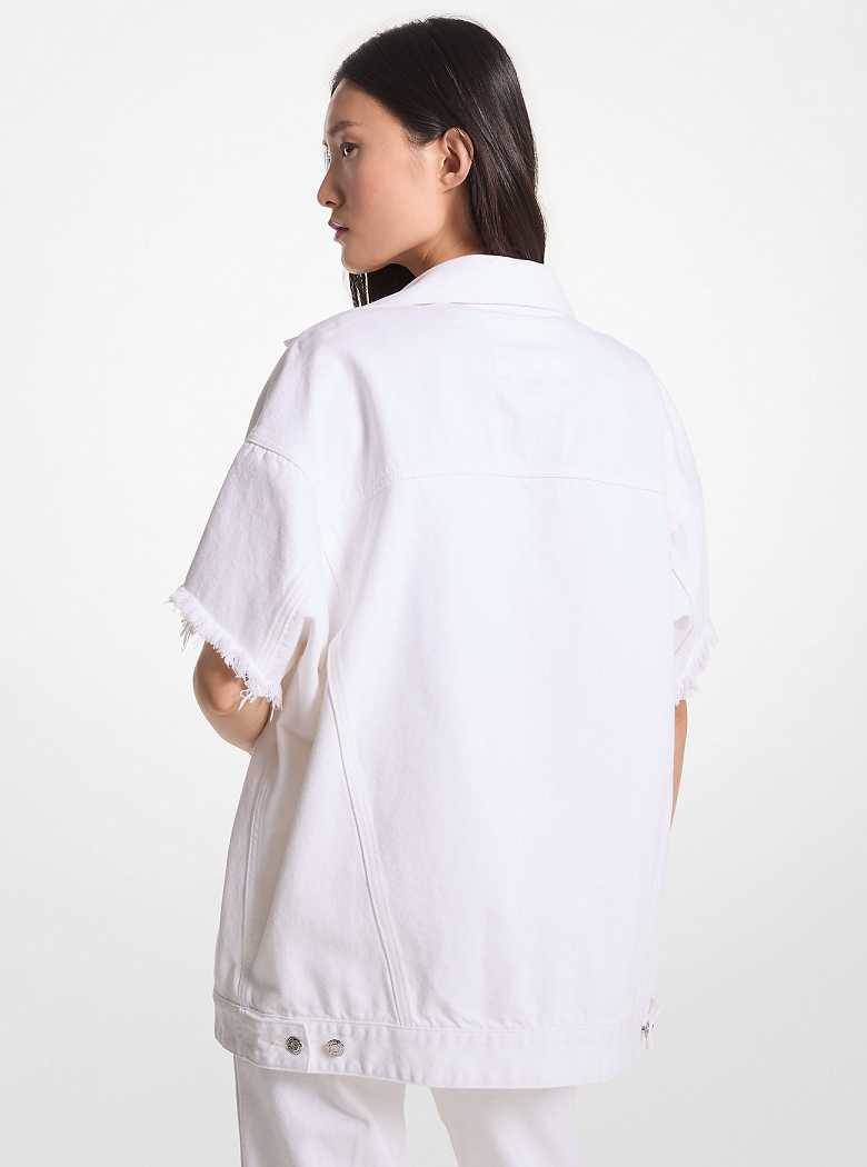 Michaelkors Oversized Frayed Denim Branco | SN-MK26580