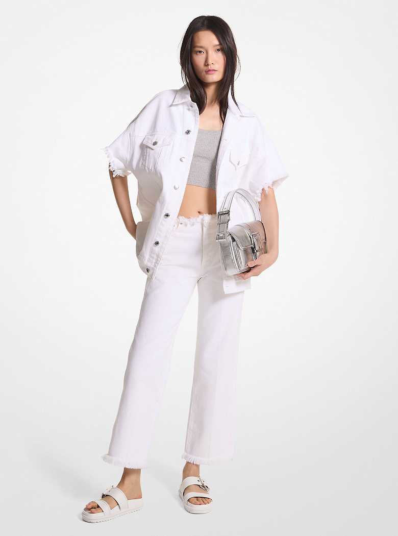 Michaelkors Oversized Frayed Denim Branco | SN-MK26580