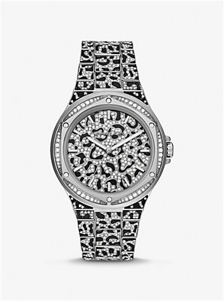 Michaelkors Oversized Lennox Animal Pavé Silver-Tone Watch Prateadas | SN-MK28391