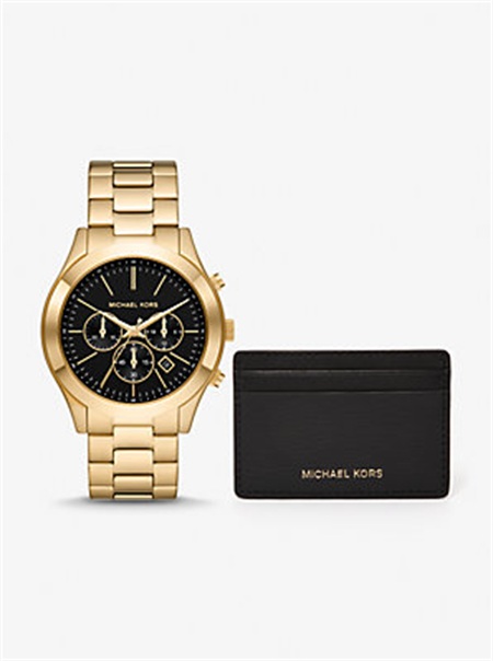 Michaelkors Oversized Slim Runway Watch and Card Case Gift Set Douradas | SN-MK28367