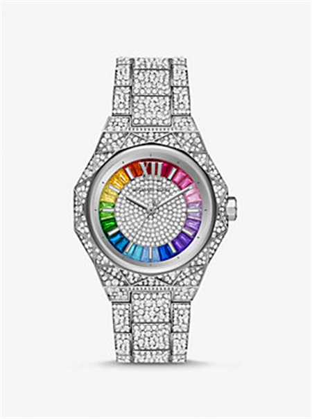 Michaelkors PRIDE Limited-Edition Oversized Raquel Rainbow Pavé Silver-Tone Watch Prateadas | SN-MK28435