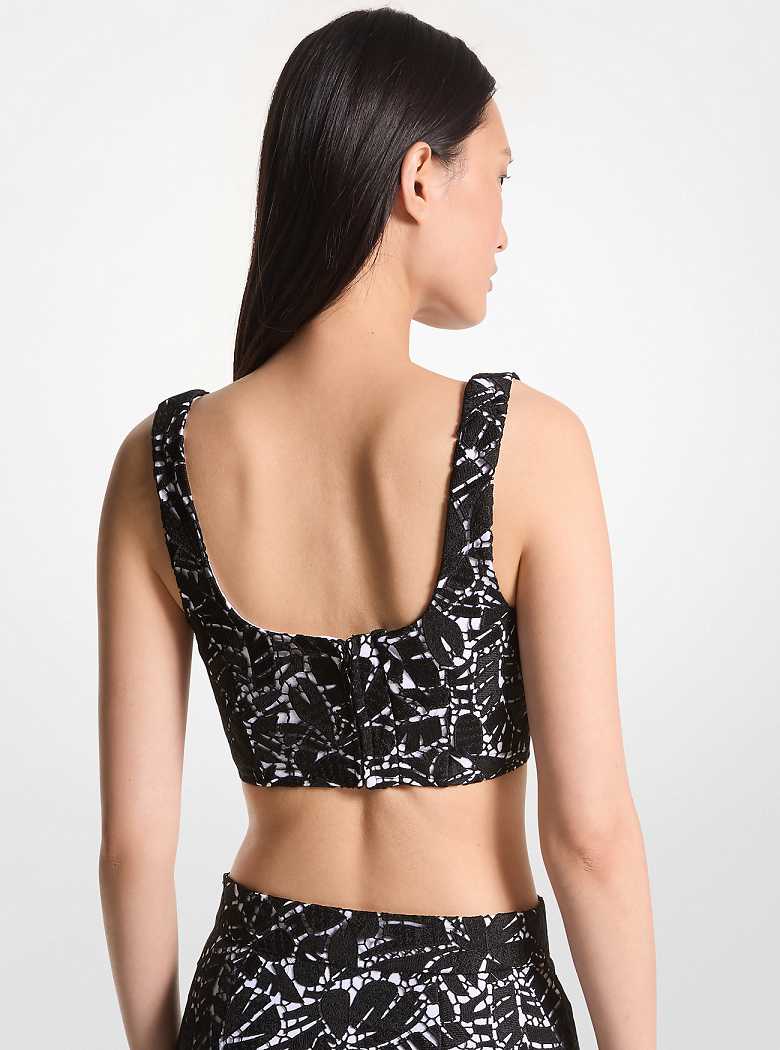 Michaelkors Palm Lace Bralette Top Pretas | SN-MK26509