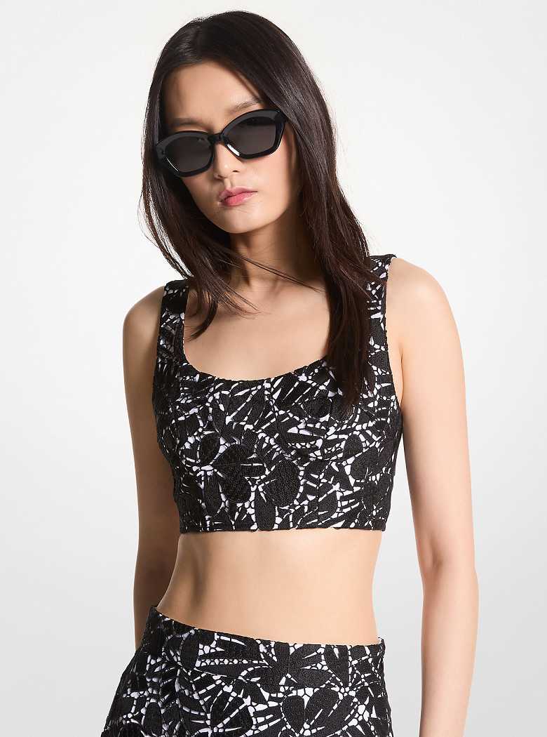 Michaelkors Palm Lace Bralette Top Pretas | SN-MK26509