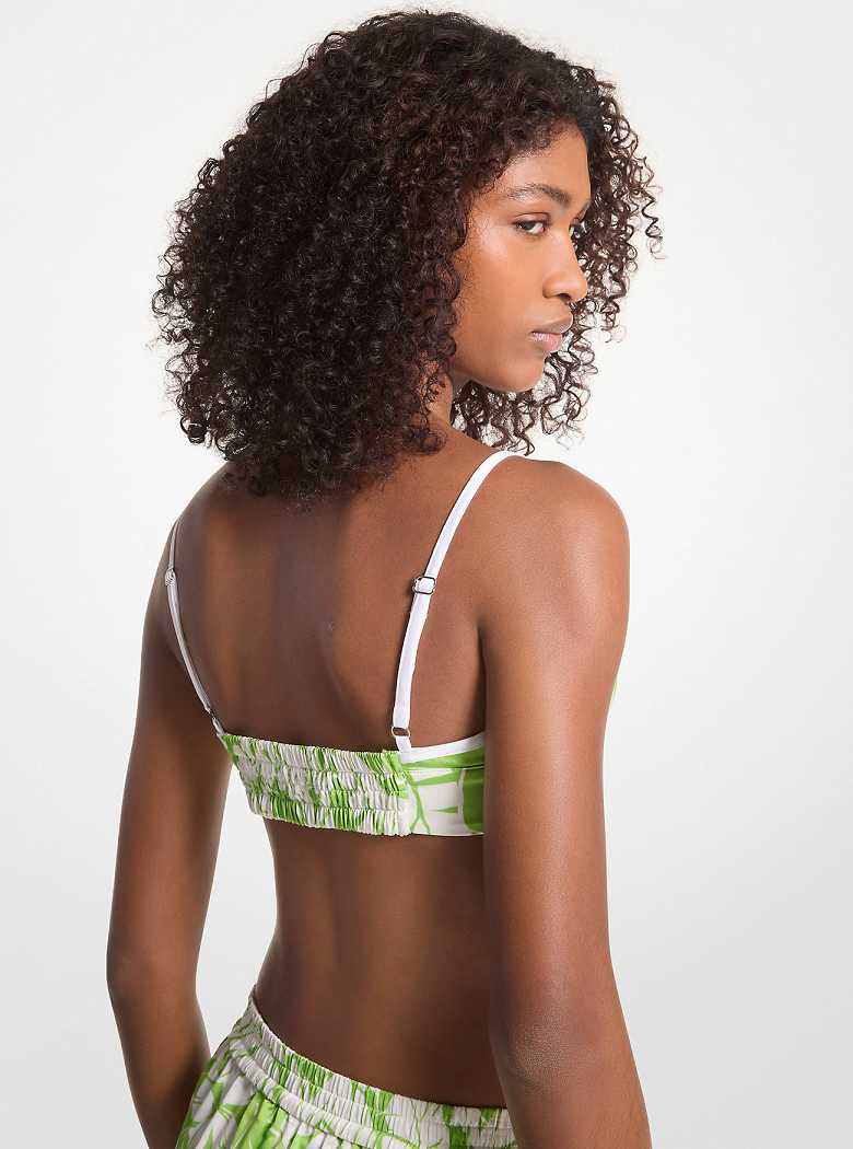 Michaelkors Palm Print Satin Bra Top Verdes | SN-MK26506