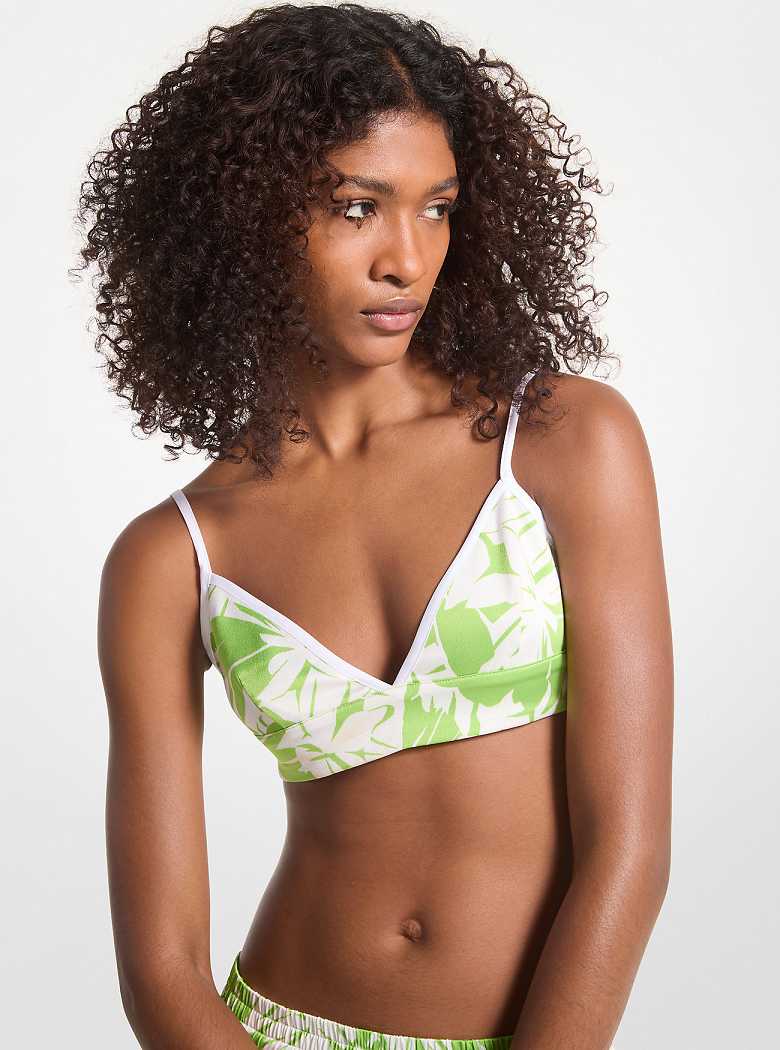 Michaelkors Palm Print Satin Bra Top Verdes | SN-MK26506