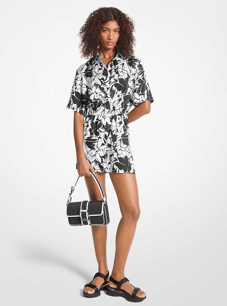 Michaelkors Palm Print Satin Pretas Branco | SN-MK26736