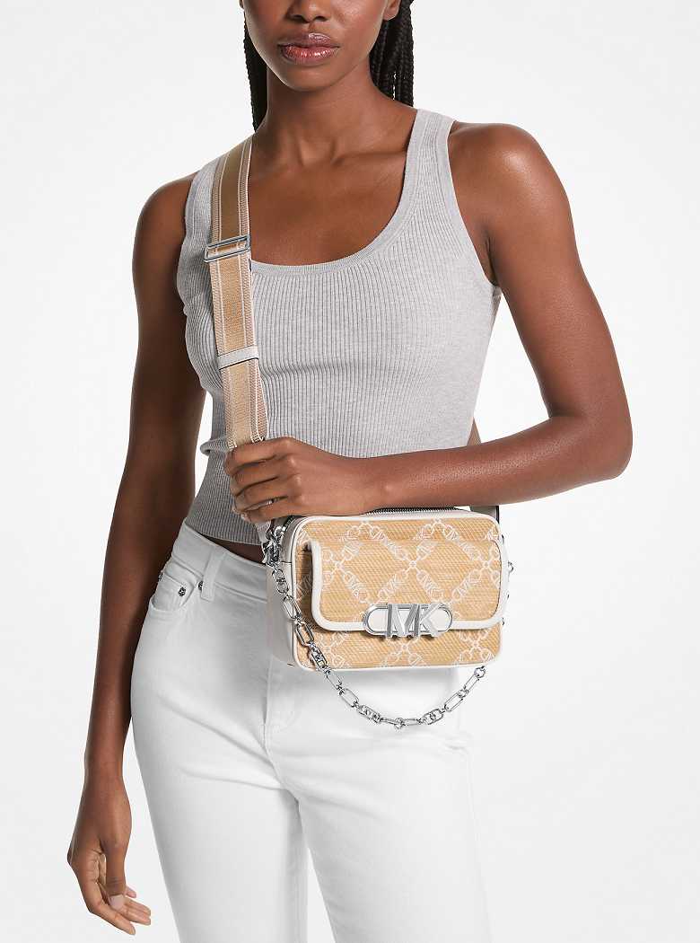 Michaelkors Parker Medium Empire Logo Jacquard Straw Multicoloridas | SN-MK27142