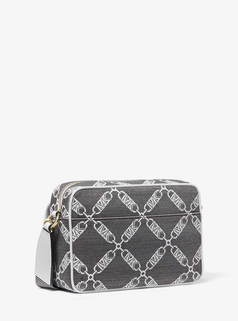 Michaelkors Parker Medium Empire Logo Jacquard Pretas Branco | SN-MK27143