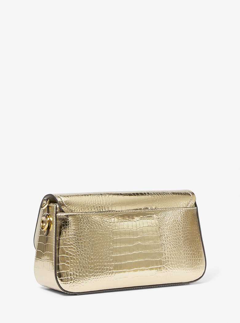 Michaelkors Parker Medium Metallic Crocodile Embossed Leather Douradas | SN-MK27044