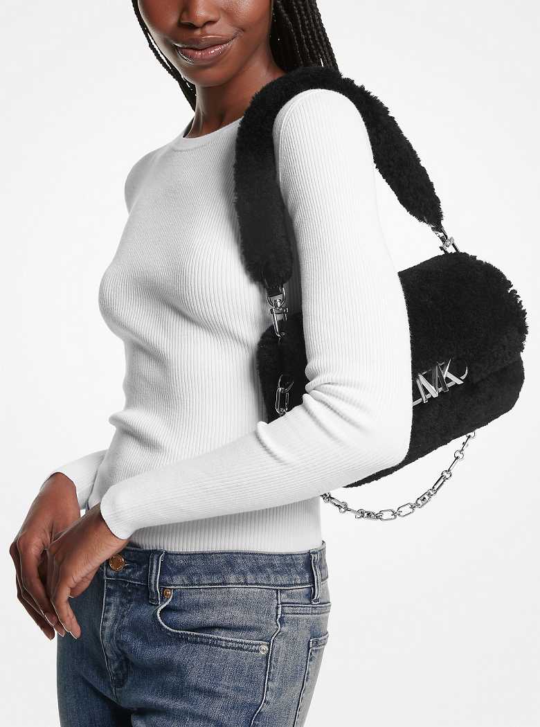 Michaelkors Parker Medium Shearling Leather Pretas | SN-MK27043