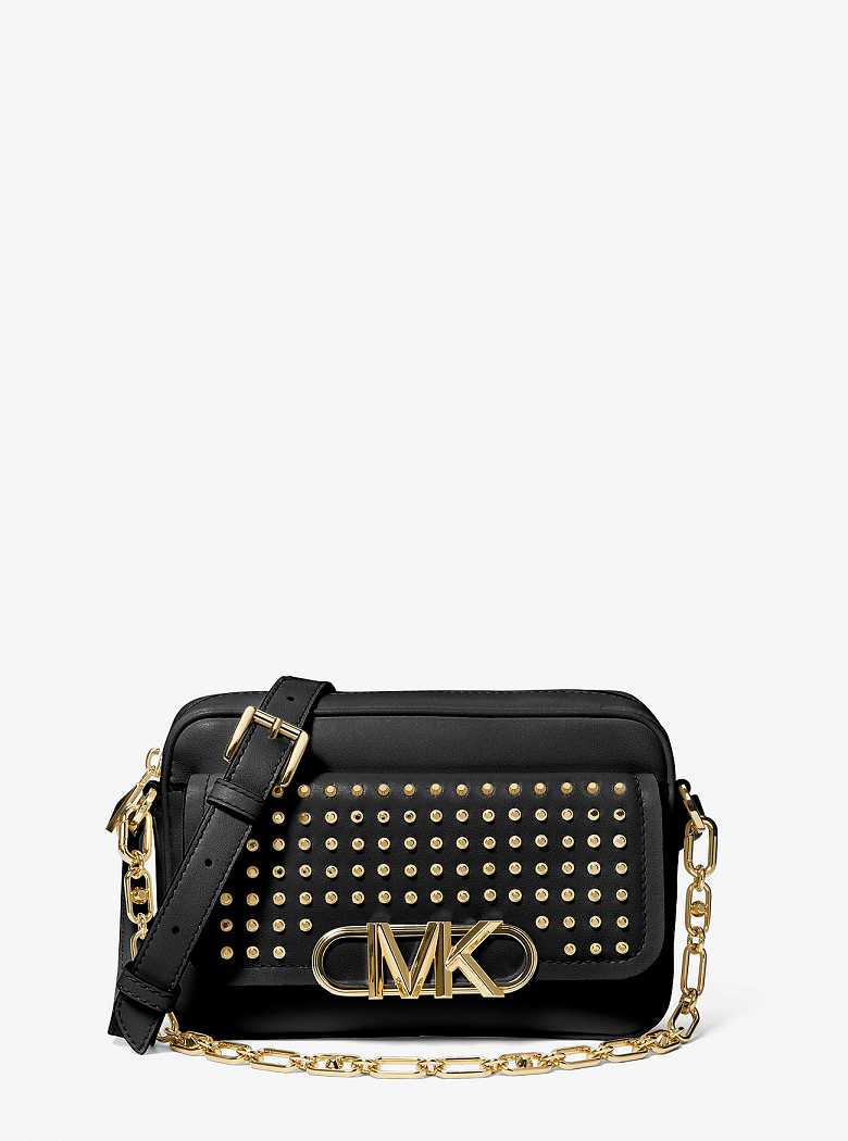 Michaelkors Parker Medium Studded Leather Pretas | SN-MK27231