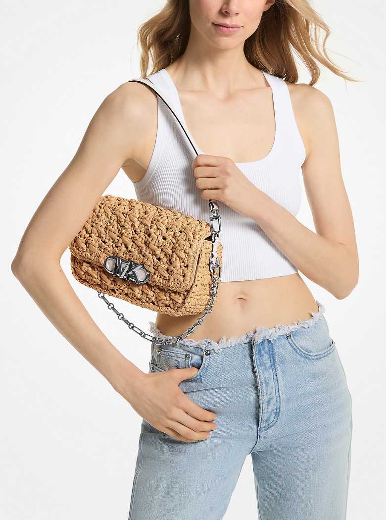 Michaelkors Parker Medium Woven Straw Multicoloridas | SN-MK26948