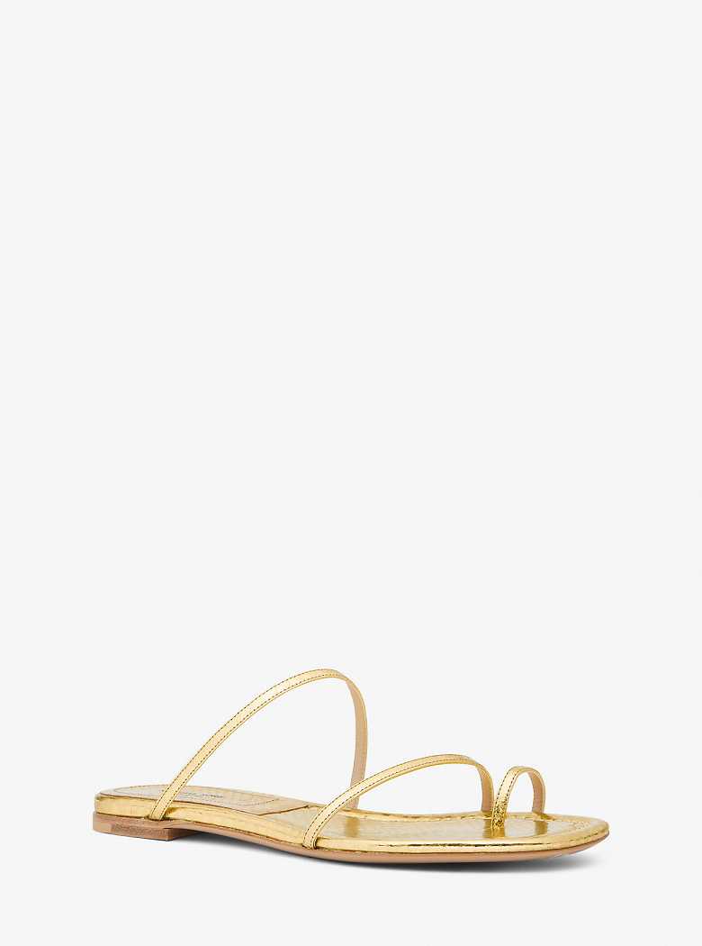 Michaelkors Patti Metallic Python Embossed Leather Douradas | SN-MK27702