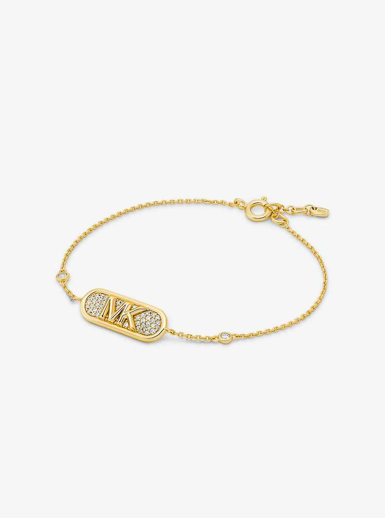 Michaelkors Pavé Precious Metal-Plated and Sterling Silver Empire Logo Douradas | SN-MK27795