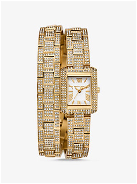Michaelkors Petite Emery Pavé Gold-Tone Double Wrap Watch Douradas | SN-MK28313