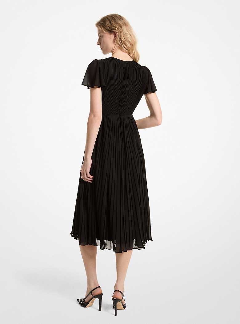 Michaelkors Pleated Georgette Midi Pretas | SN-MK26687