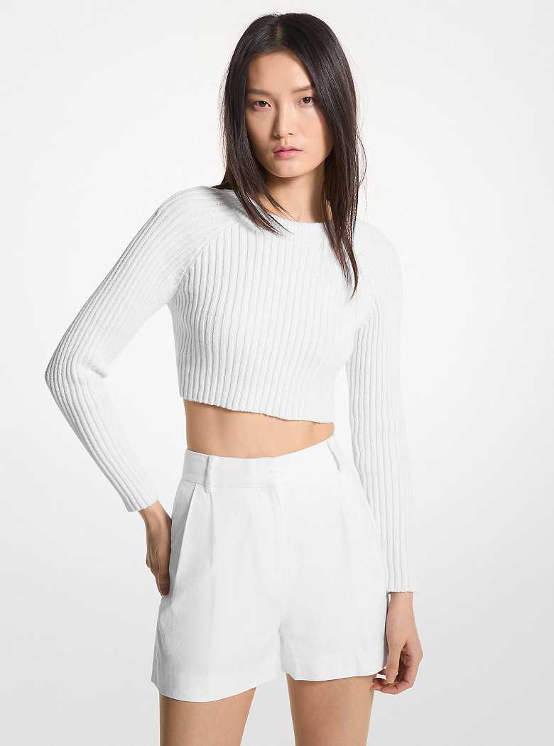 Michaelkors Pleated Linen Blend Branco | SN-MK26542