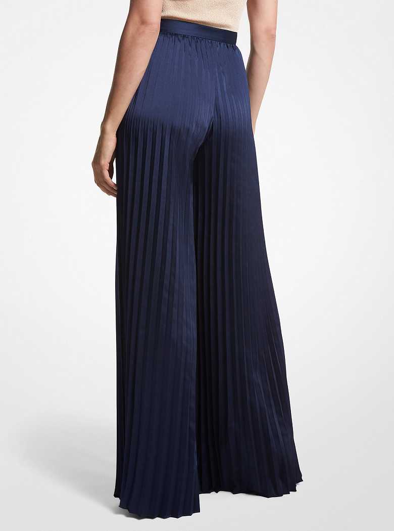 Michaelkors Pleated Satin Wide-Leg Azuis | SN-MK26545