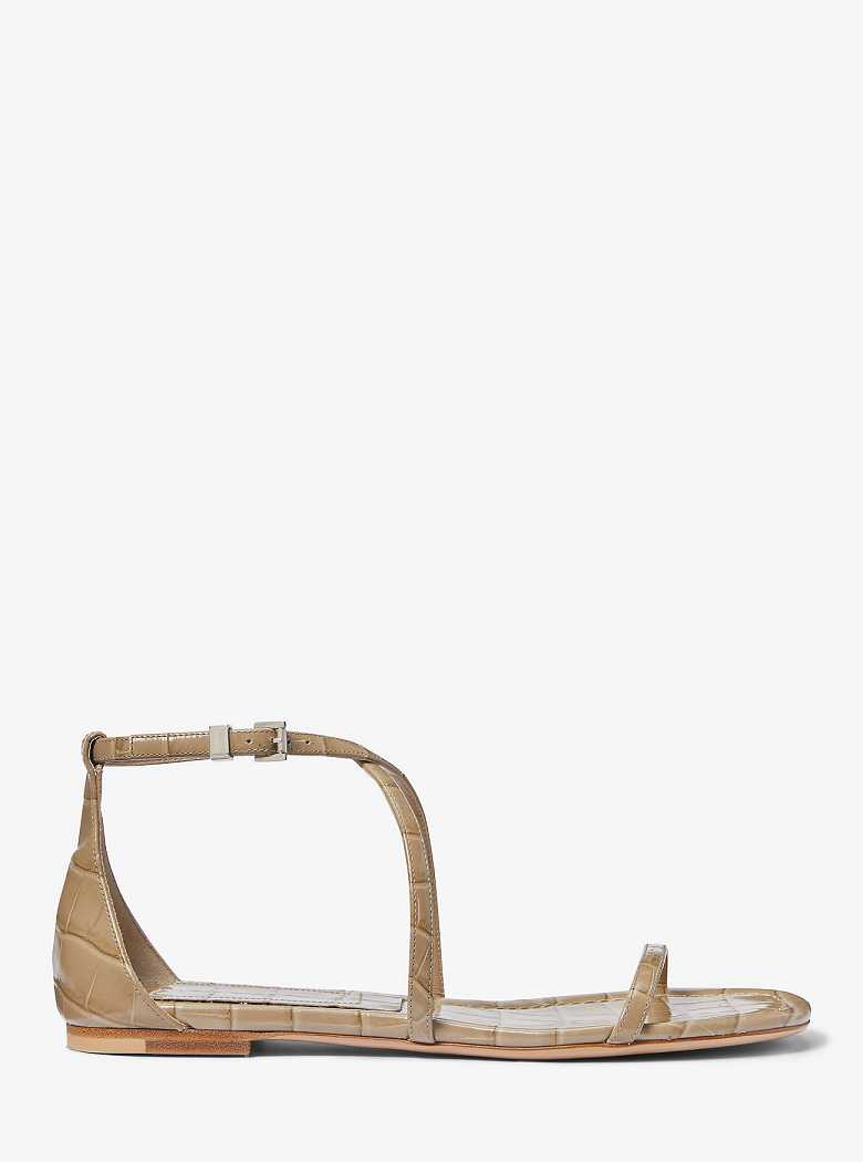 Michaelkors Polly Crocodile Embossed Leather Marrom | SN-MK27565