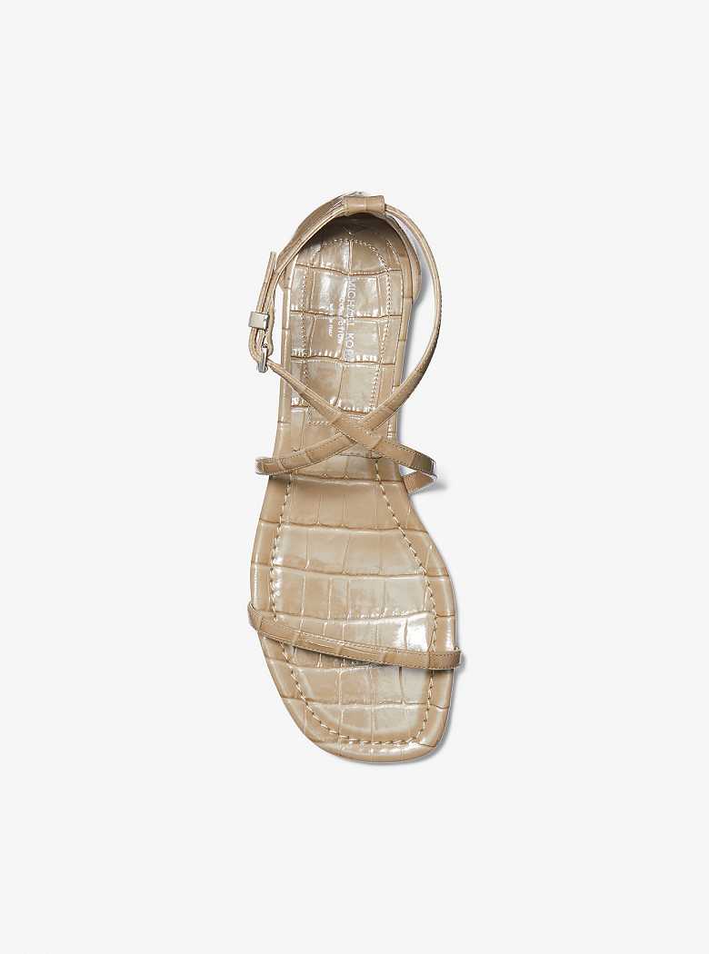 Michaelkors Polly Crocodile Embossed Leather Marrom | SN-MK27565