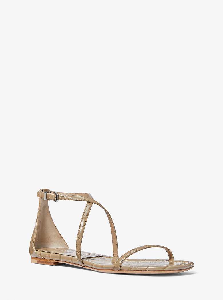 Michaelkors Polly Crocodile Embossed Leather Marrom | SN-MK27565