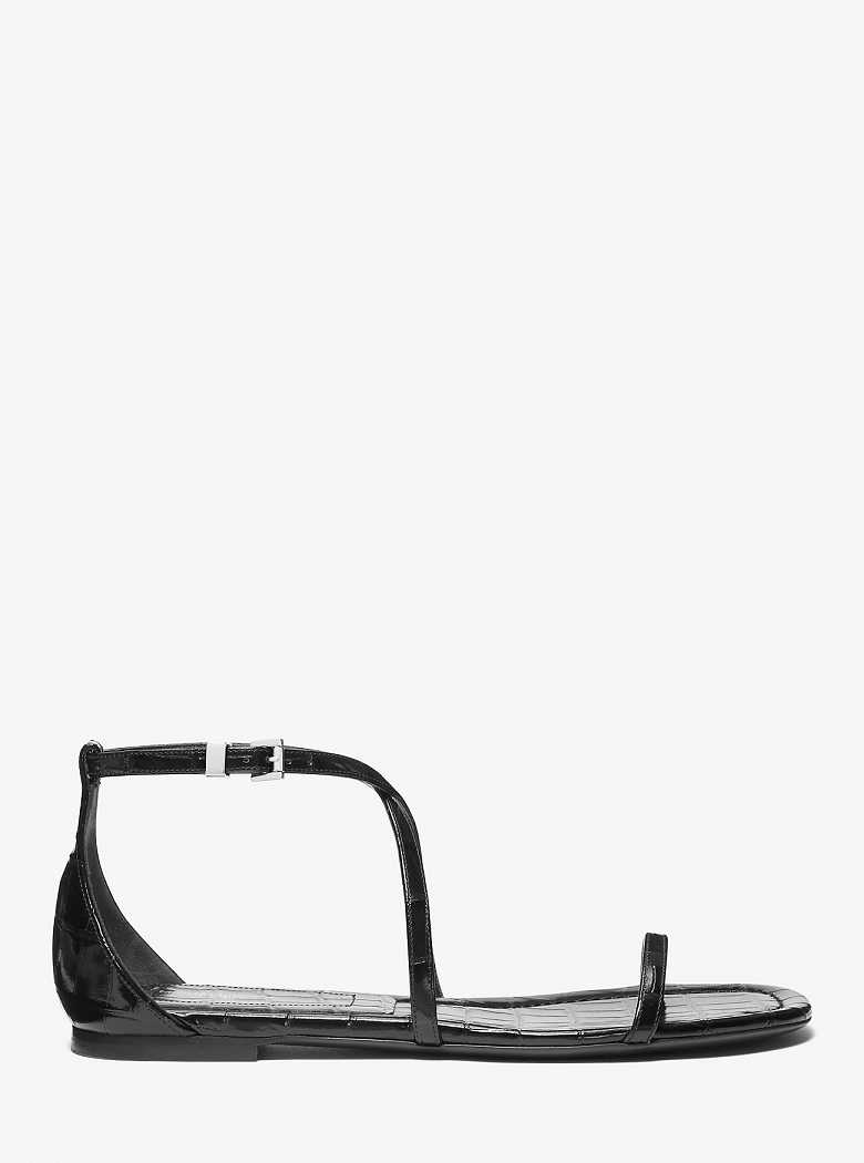 Michaelkors Polly Crocodile Embossed Leather Chocolate | SN-MK27686