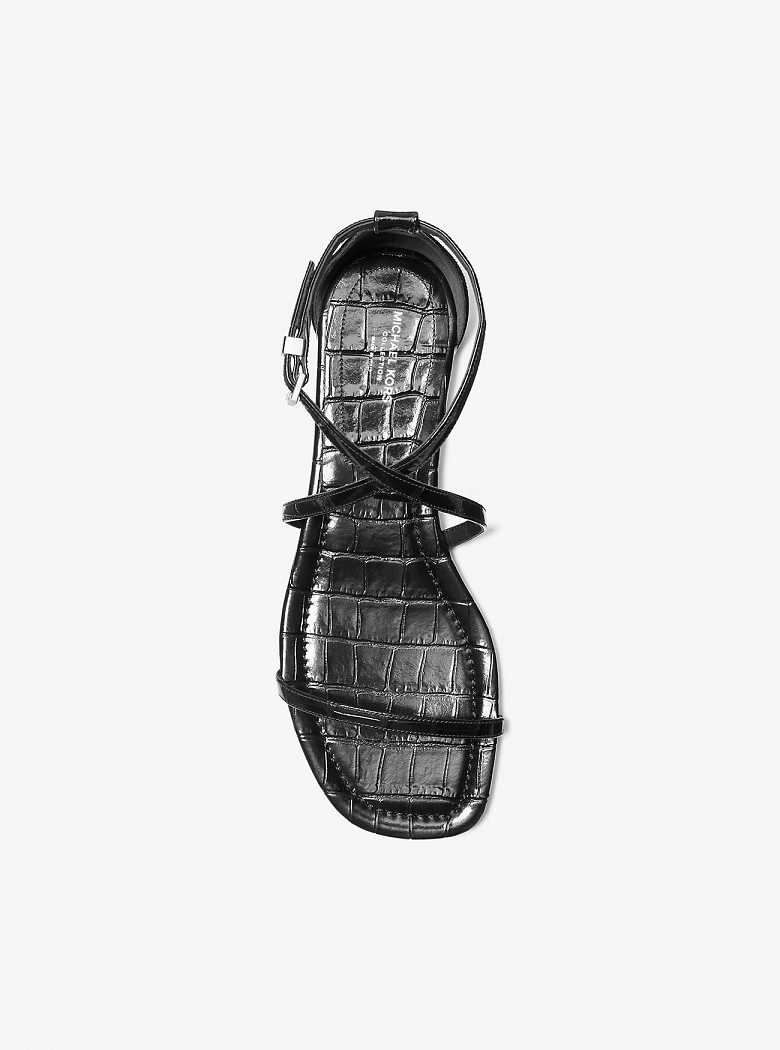 Michaelkors Polly Crocodile Embossed Leather Chocolate | SN-MK27686