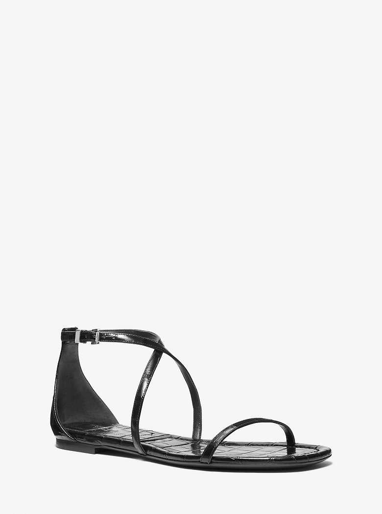 Michaelkors Polly Crocodile Embossed Leather Chocolate | SN-MK27686