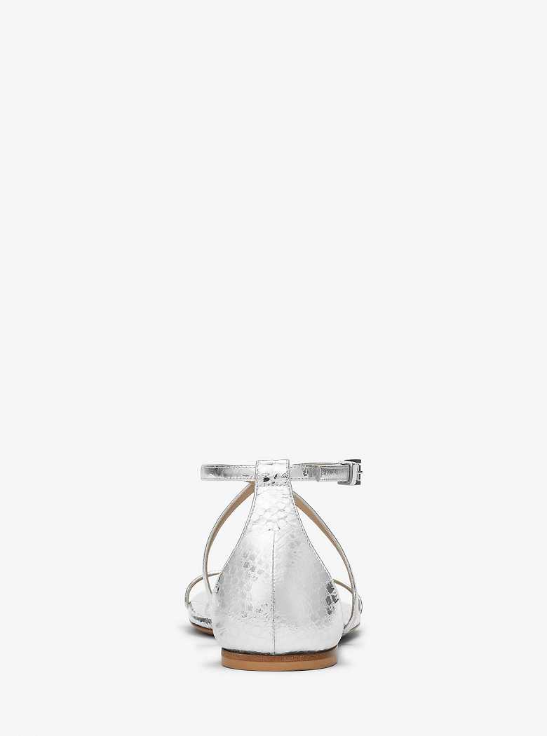Michaelkors Polly Metallic Python Embossed Leather Prateadas | SN-MK27687