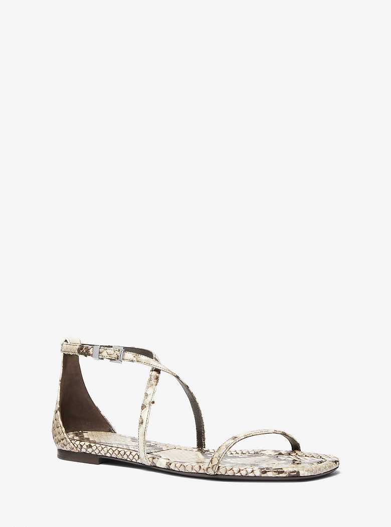 Michaelkors Polly Python Embossed Leather Bege | SN-MK27709