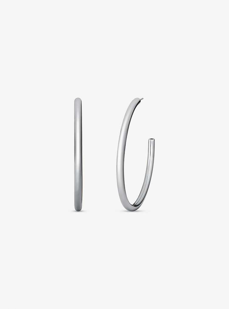 Michaelkors Precious-Metal Plated Brass Large Hoop Prateadas | SN-MK27762