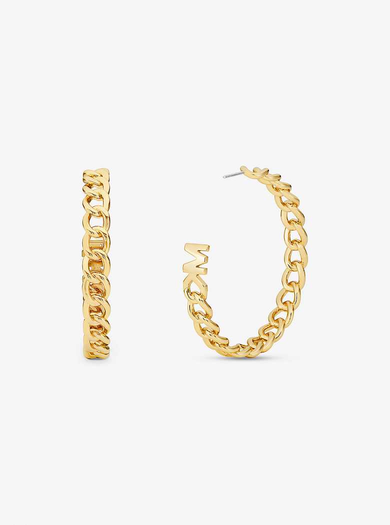 Michaelkors Precious Metal-Plated Brass Curb Link Hoop Douradas | SN-MK27779