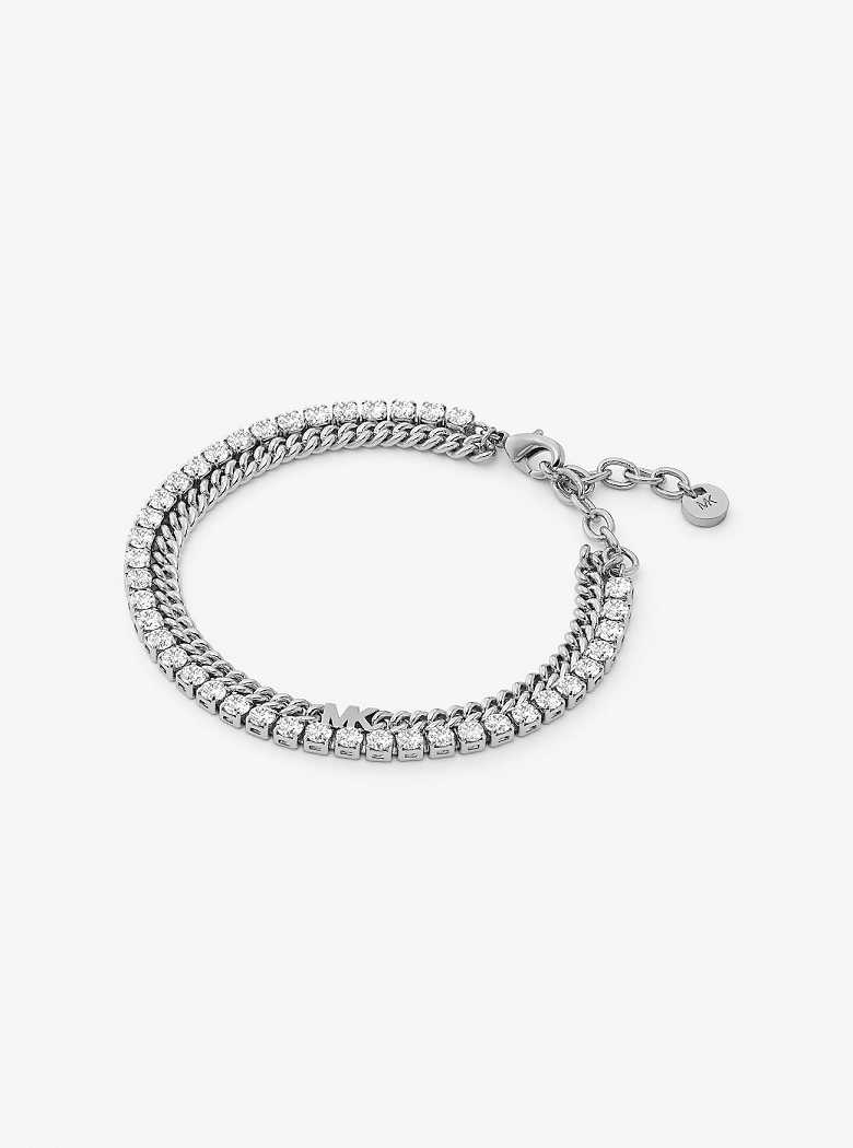 Michaelkors Precious Metal-Plated Brass Double Chain Tennis Prateadas | SN-MK27732