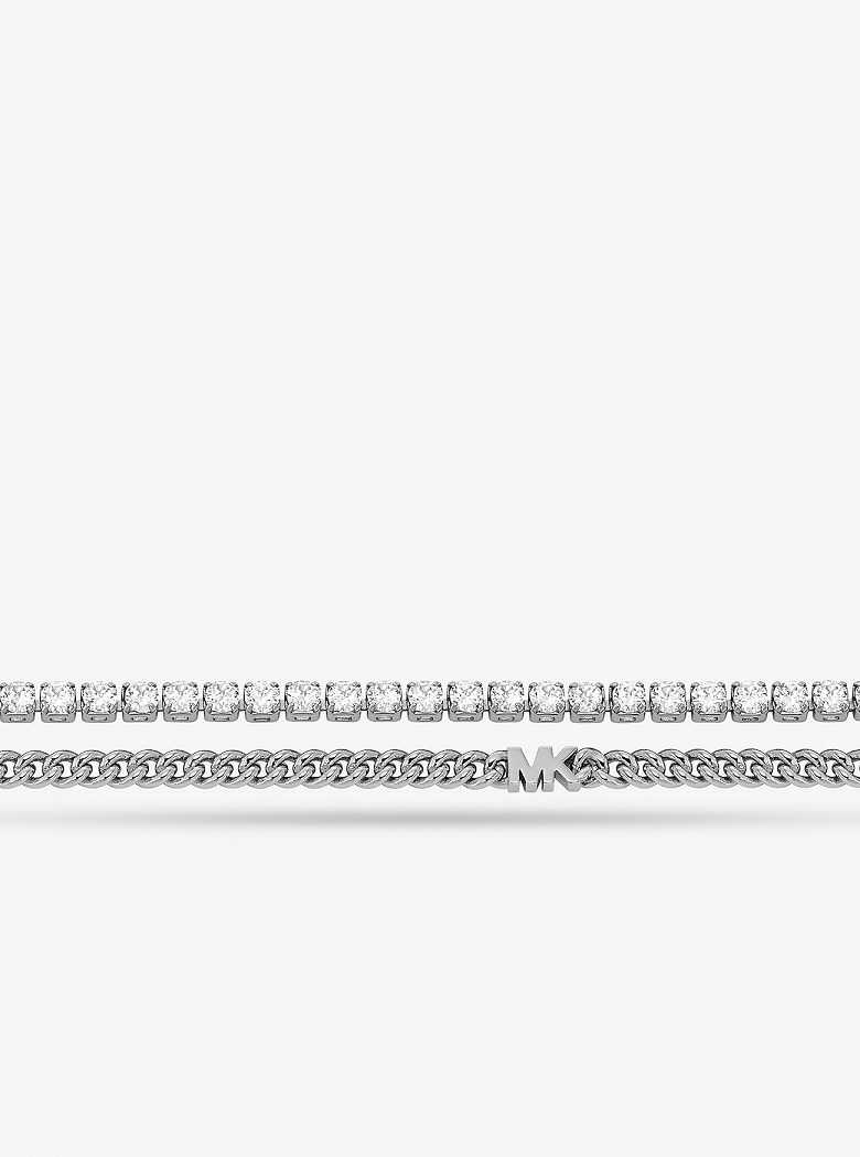 Michaelkors Precious Metal-Plated Brass Double Chain Tennis Prateadas | SN-MK27814