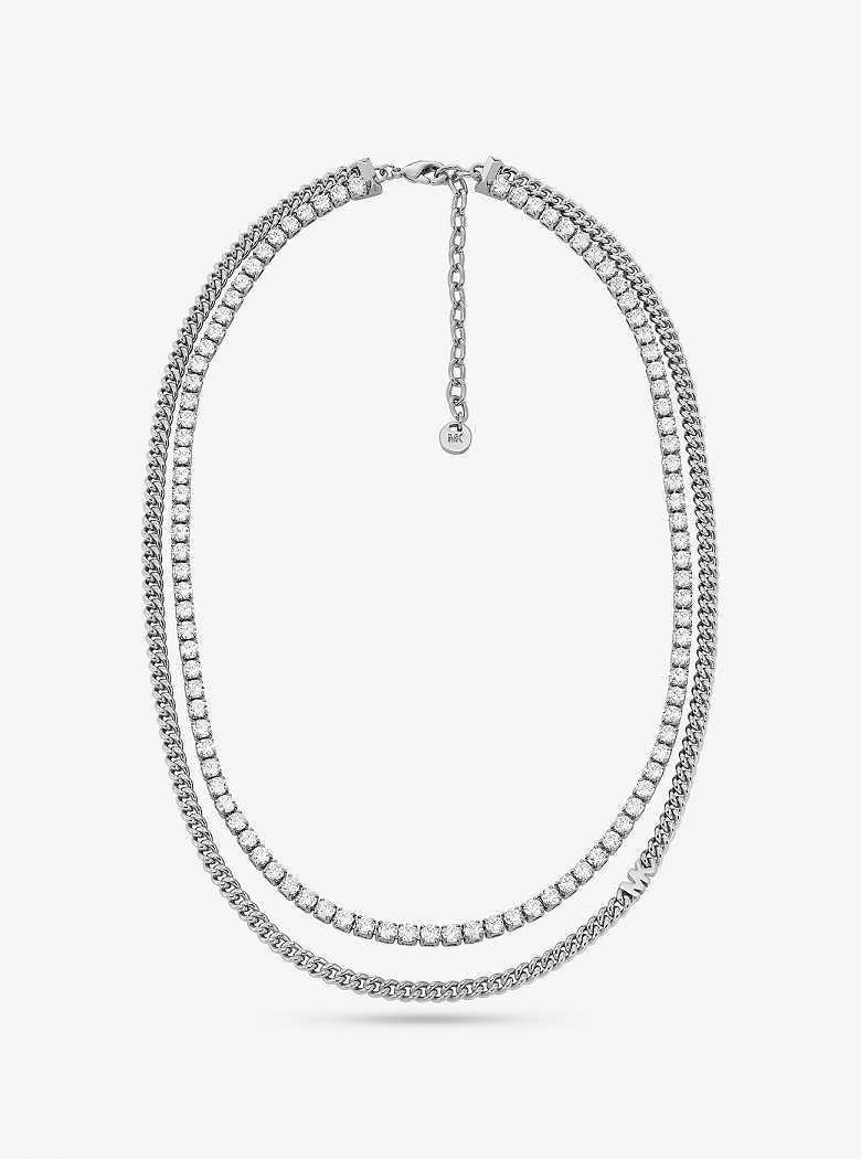 Michaelkors Precious Metal-Plated Brass Double Chain Tennis Prateadas | SN-MK27814