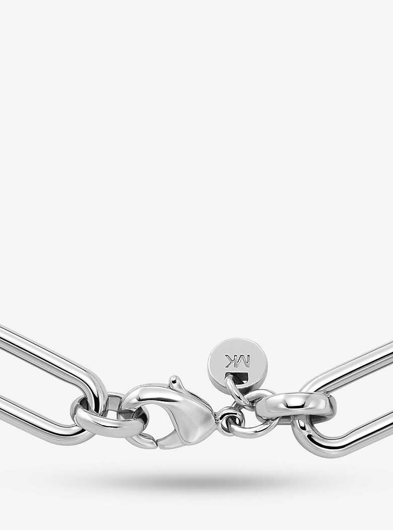 Michaelkors Precious Metal-Plated Brass Empire Logo Chain Link Prateadas | SN-MK27733