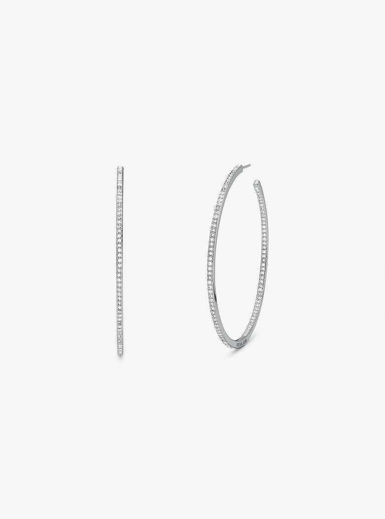 Michaelkors Precious Metal-Plated Brass Pavé Hoop Prateadas | SN-MK27756