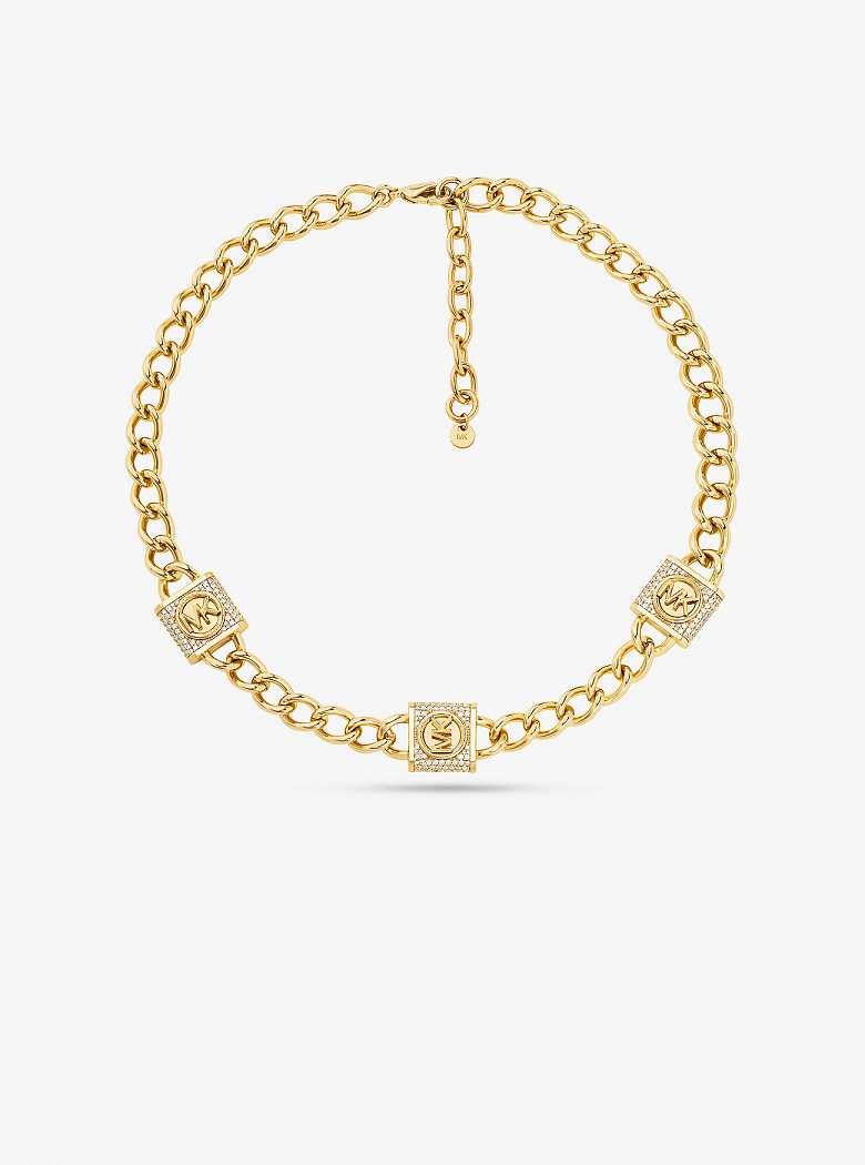 Michaelkors Precious Metal-Plated Brass Pavé Lock Trio Douradas | SN-MK27826