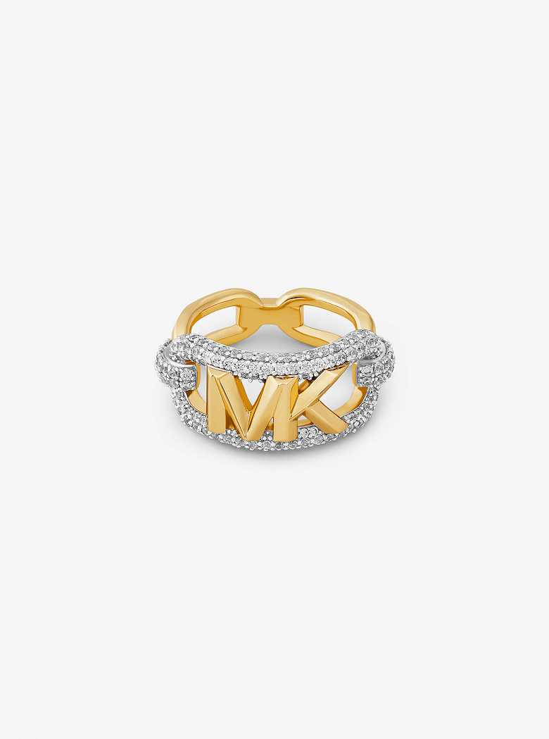 Michaelkors Precious Metal-Plated Brass Pavé Empire Logo Douradas | SN-MK27845