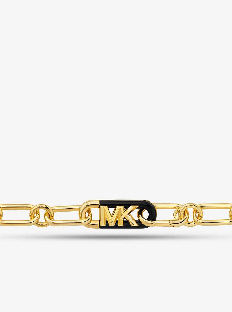 Michaelkors Precious Metal-Plated Brass and Acetate Empire Logo Chain Douradas | SN-MK27788