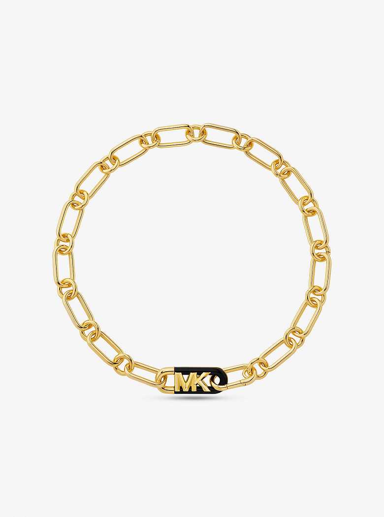 Michaelkors Precious Metal-Plated Brass and Acetate Empire Logo Chain Douradas | SN-MK27788