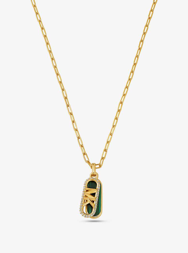 Michaelkors Precious Metal-Plated Brass and Acetate Pavé Empire Logo Douradas | SN-MK27818