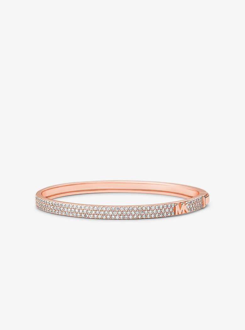 Michaelkors Precious Metal-Plated Sterling Silver Pavé Logo Rosa Douradas | SN-MK27715