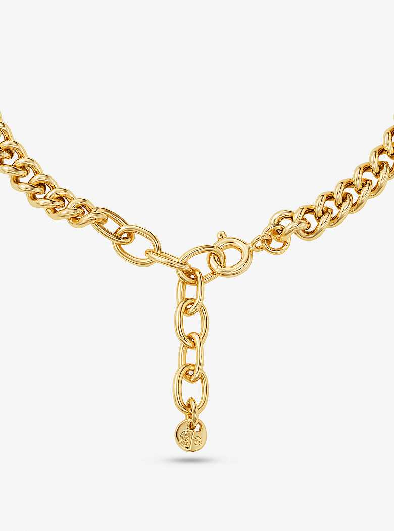 Michaelkors Precious Metal-Plated Sterling Silver Logo Curb Link Douradas | SN-MK27717