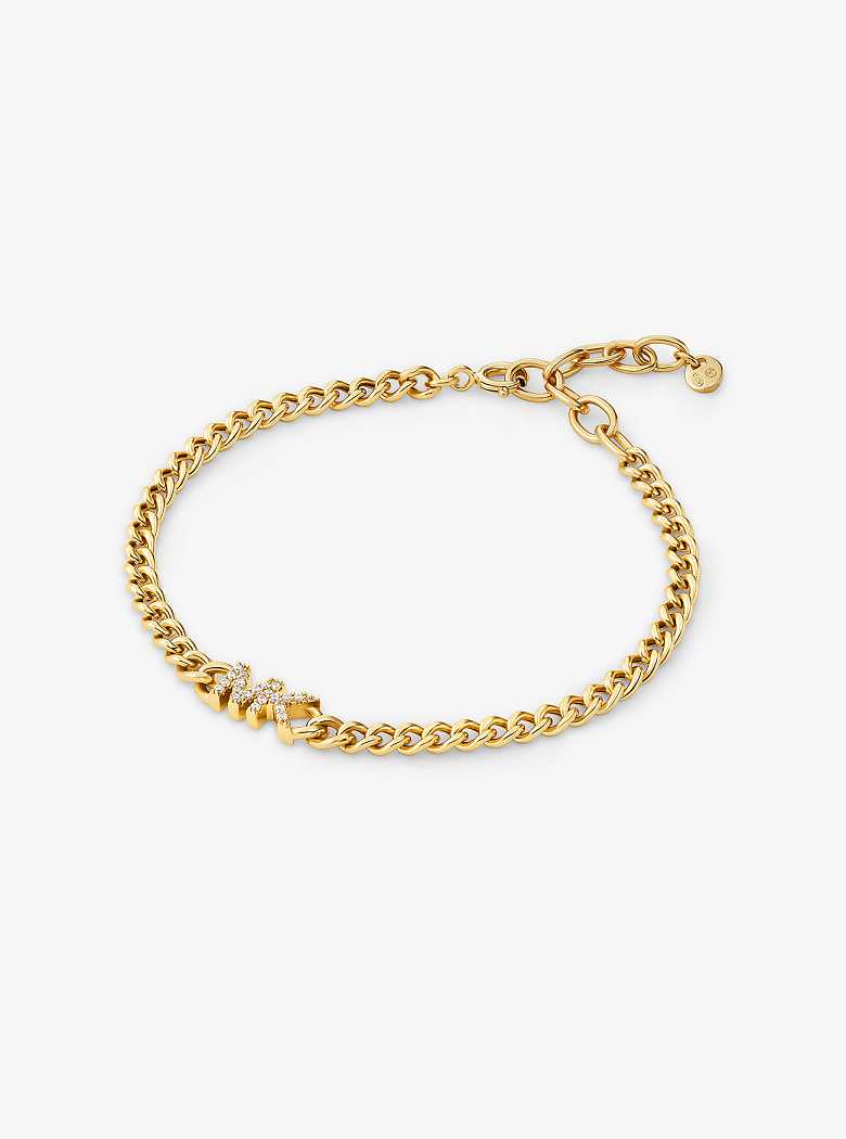 Michaelkors Precious Metal-Plated Sterling Silver Logo Curb Link Douradas | SN-MK27717